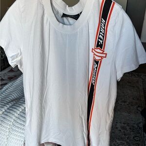 Harley-Davidson White Tee with Black and Orange Stripe